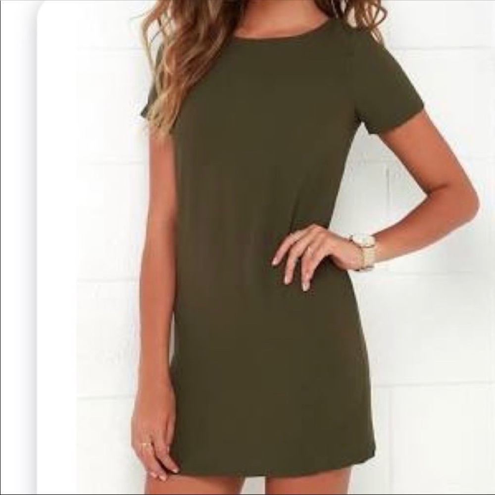 Lulus Shift Dress in Olive Green